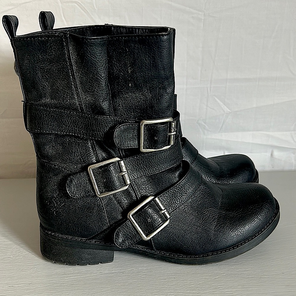 Black Motorcycle Moto Boots Size 7